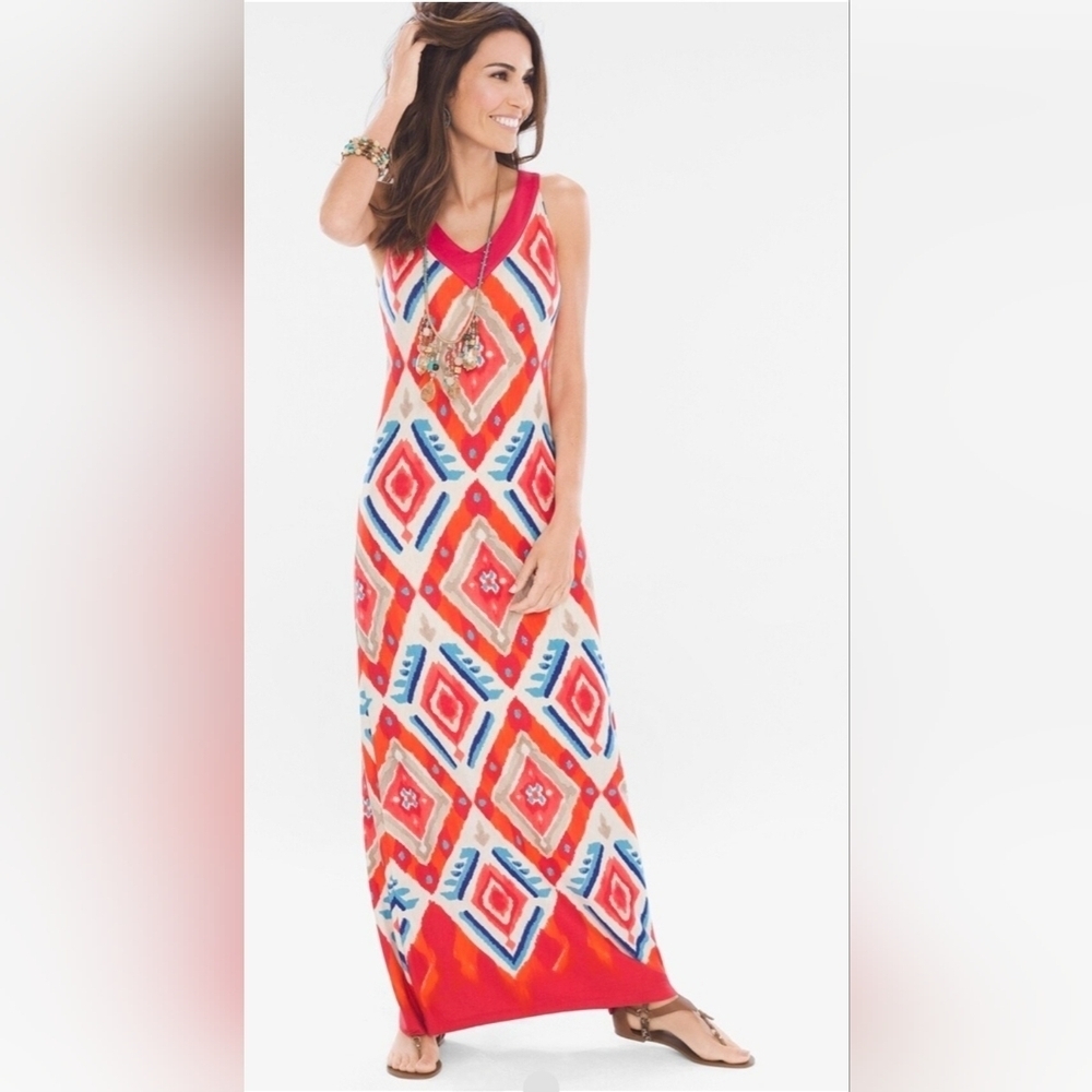 Chico's Ikat Sleeveless Maxi Dress